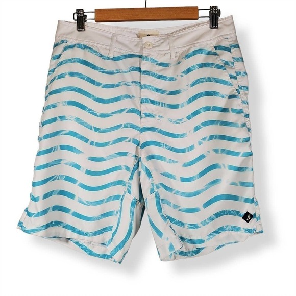 Sperry Swim Bottom Watershort Wave Stripe Knock Out Board Short Blue Size 30 - Picture 1 of 12